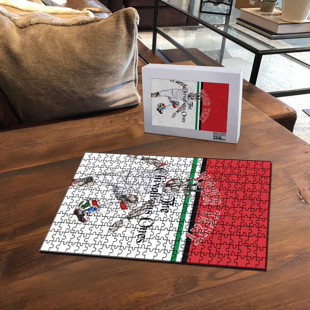 Personalized Jordan Football Puzzle The Chivalrous Ones Soccer Player - Jordanian Flag Heritage