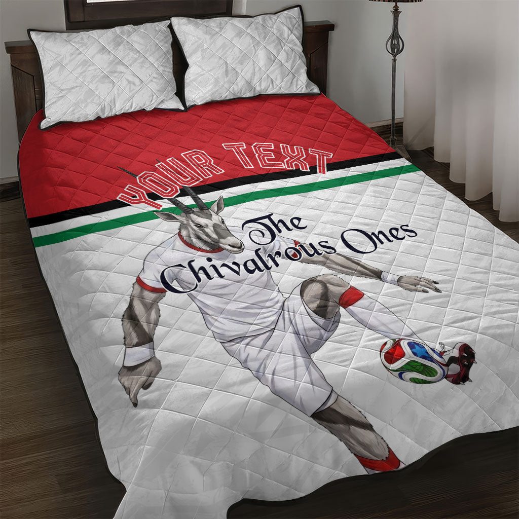 Personalized Jordan Football Quilt Bed Set The Chivalrous Ones Soccer Player - Jordanian Flag Heritage