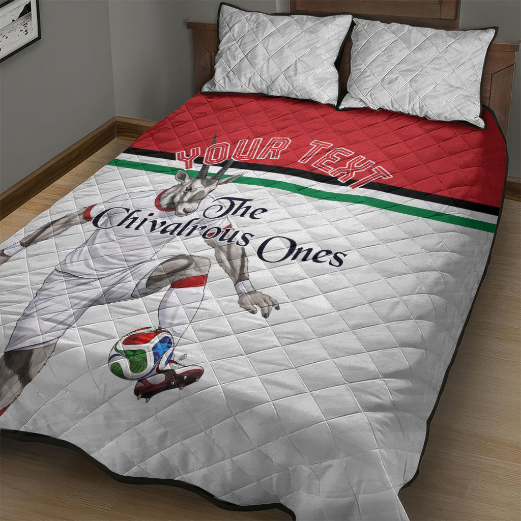 Personalized Jordan Football Quilt Bed Set The Chivalrous Ones Soccer Player - Jordanian Flag Heritage