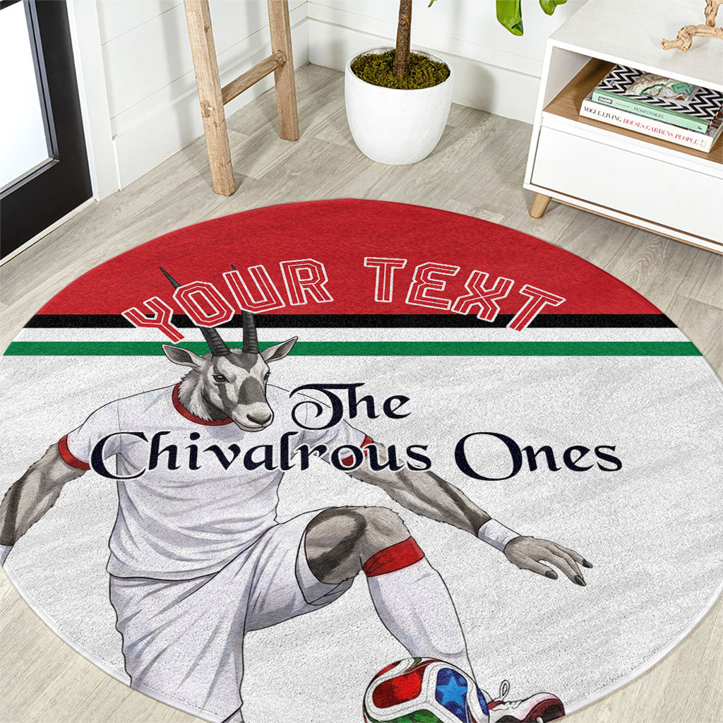 Personalized Jordan Football Round Carpet The Chivalrous Ones Soccer Player - Jordanian Flag Heritage