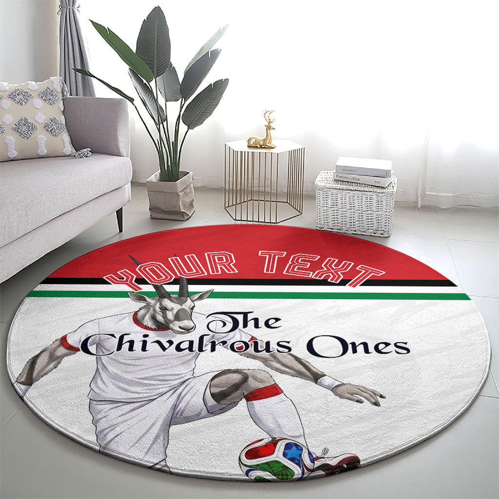 Personalized Jordan Football Round Carpet The Chivalrous Ones Soccer Player - Jordanian Flag Heritage