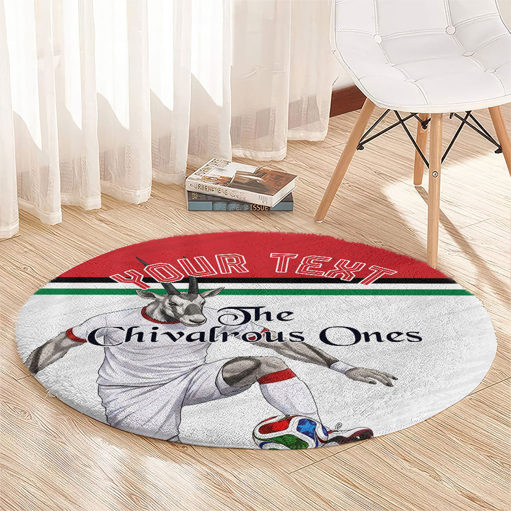 Personalized Jordan Football Round Carpet The Chivalrous Ones Soccer Player - Jordanian Flag Heritage