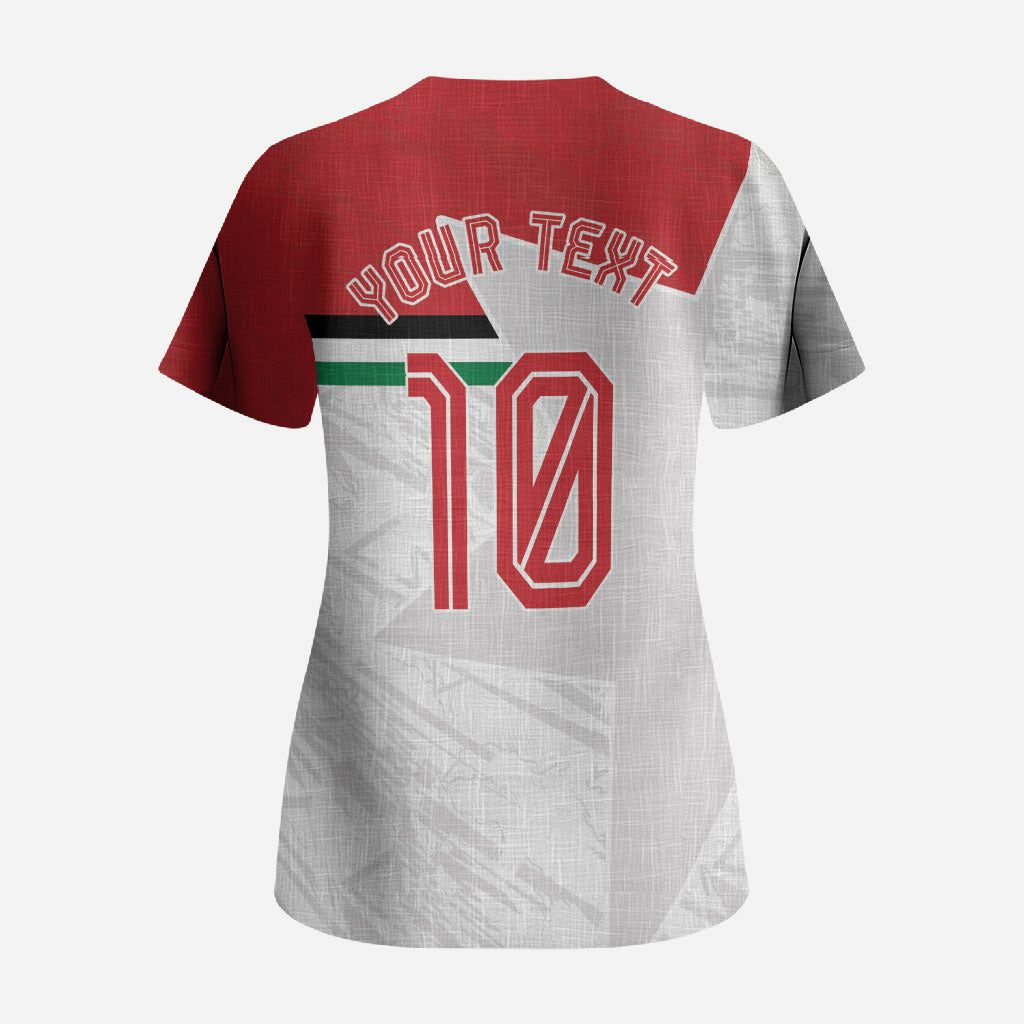 Personalized Jordan Football Scrub Top The Chivalrous Ones Soccer Player - Jordanian Flag Heritage