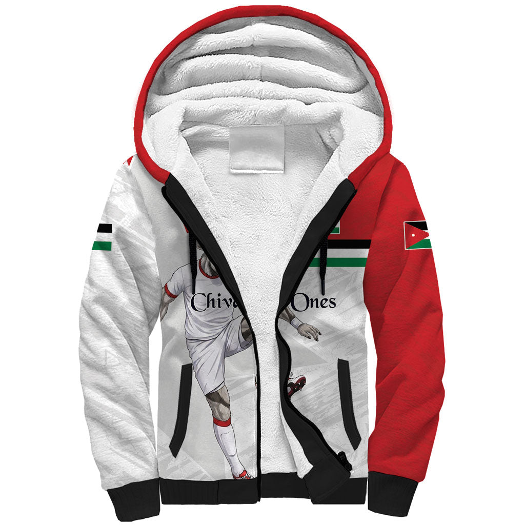 Personalized Jordan Football Sherpa Hoodie The Chivalrous Ones Soccer Player - Jordanian Flag Heritage