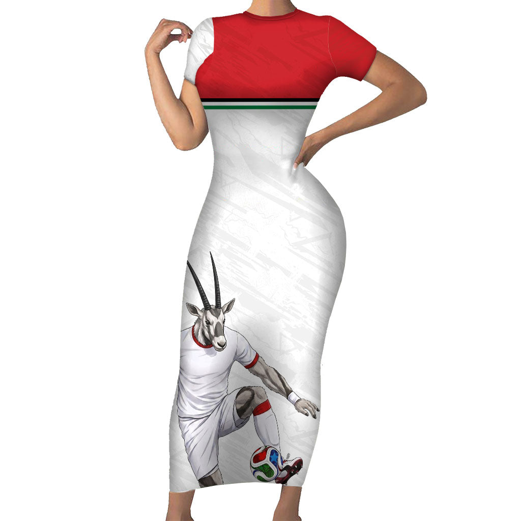 Personalized Jordan Football Short Sleeve Bodycon Dress The Chivalrous Ones Soccer Player - Jordanian Flag Heritage