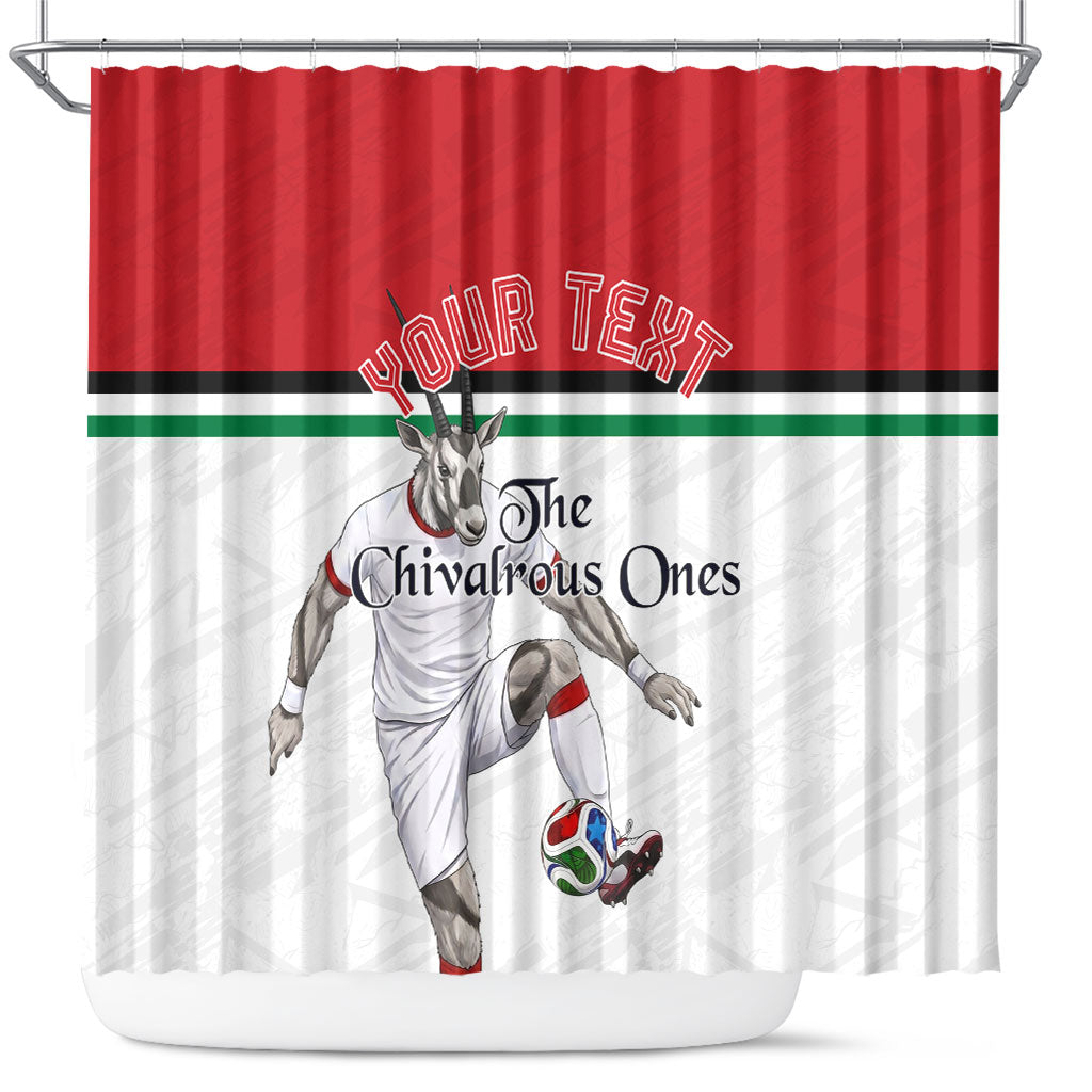 Personalized Jordan Football Shower Curtain The Chivalrous Ones Soccer Player - Jordanian Flag Heritage