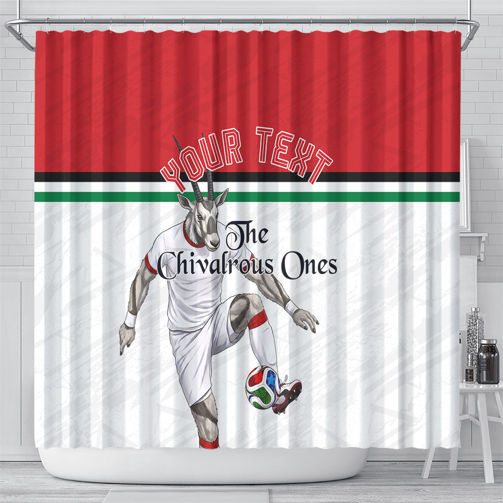 Personalized Jordan Football Shower Curtain The Chivalrous Ones Soccer Player - Jordanian Flag Heritage