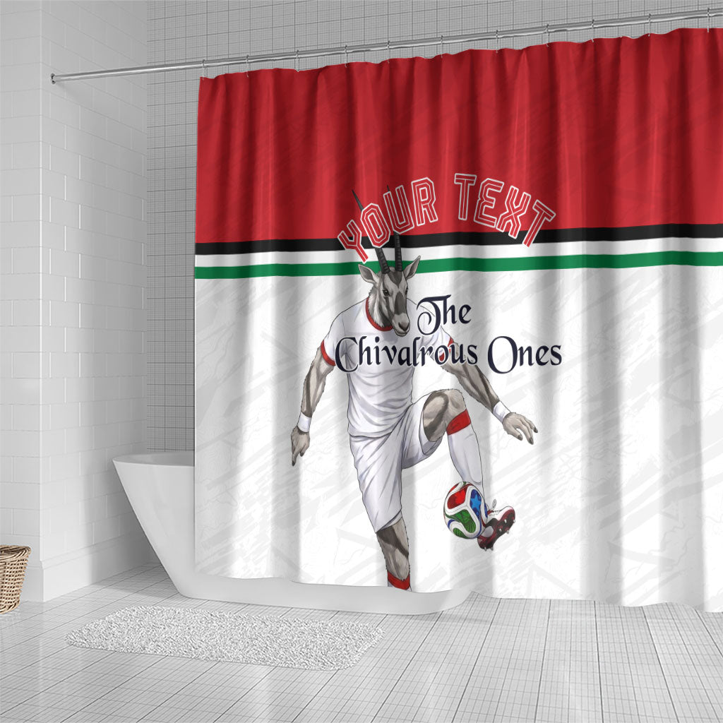 Personalized Jordan Football Shower Curtain The Chivalrous Ones Soccer Player - Jordanian Flag Heritage