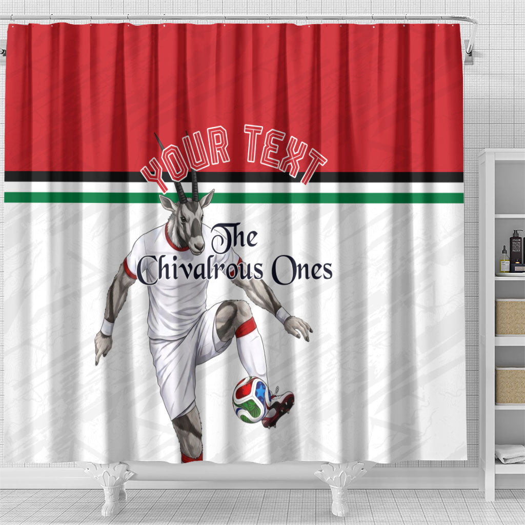 Personalized Jordan Football Shower Curtain The Chivalrous Ones Soccer Player - Jordanian Flag Heritage