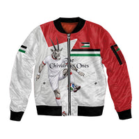 Personalized Jordan Football Sleeve Zip Bomber Jacket The Chivalrous Ones Soccer Player - Jordanian Flag Heritage