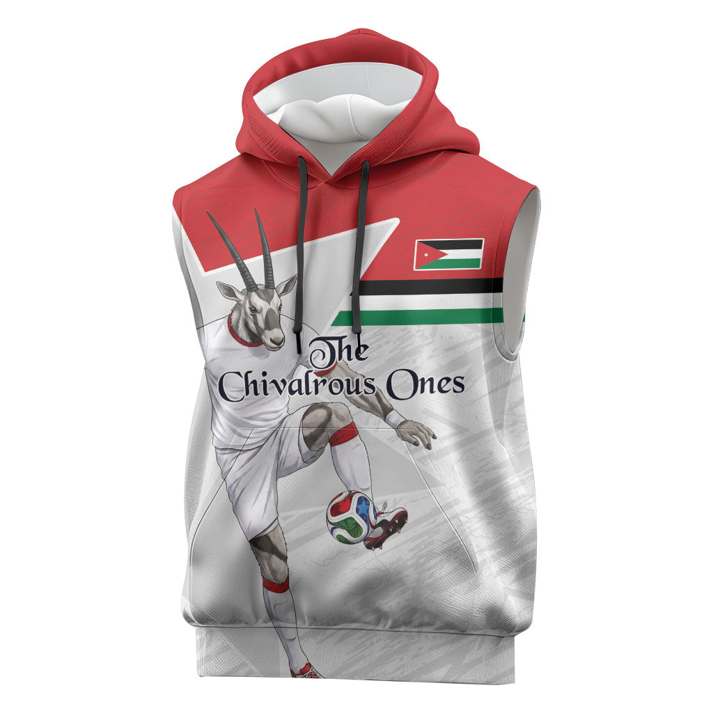 Personalized Jordan Football Sleeveless Hoodie The Chivalrous Ones Soccer Player - Jordanian Flag Heritage