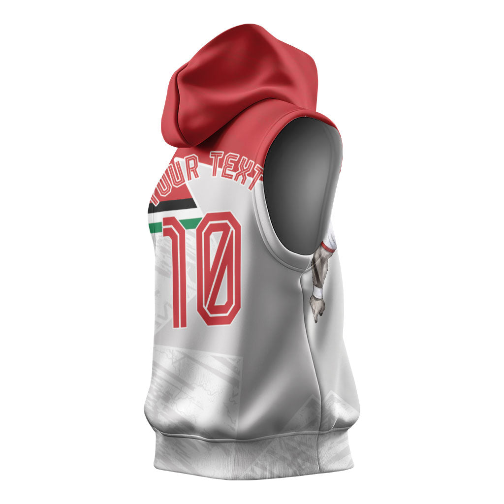 Personalized Jordan Football Sleeveless Hoodie The Chivalrous Ones Soccer Player - Jordanian Flag Heritage