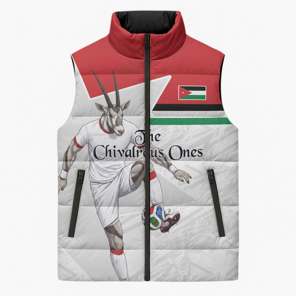 Personalized Jordan Football Sleeveless Puffer Jacket The Chivalrous Ones Soccer Player - Jordanian Flag Heritage
