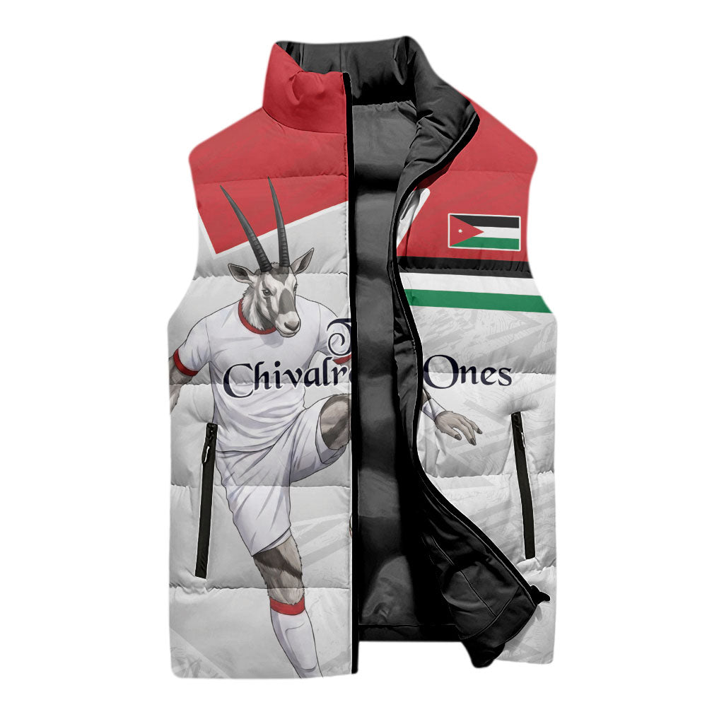 Personalized Jordan Football Sleeveless Puffer Jacket The Chivalrous Ones Soccer Player - Jordanian Flag Heritage