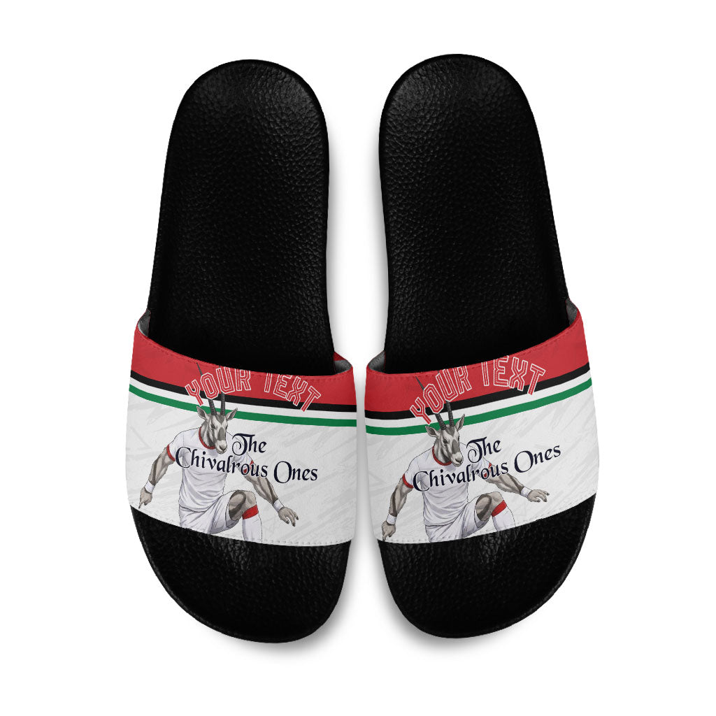 Personalized Jordan Football Slide Sandals The Chivalrous Ones Soccer Player - Jordanian Flag Heritage