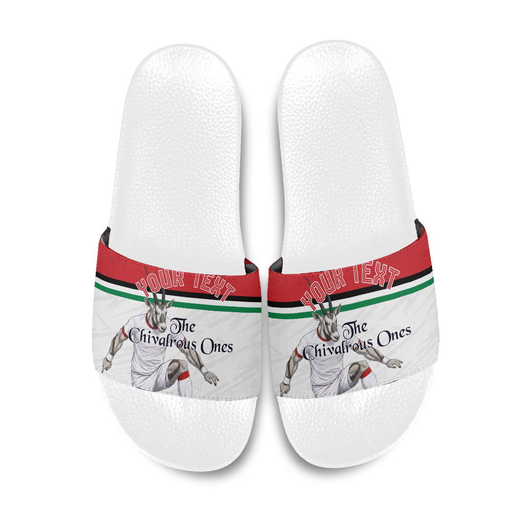 Personalized Jordan Football Slide Sandals The Chivalrous Ones Soccer Player - Jordanian Flag Heritage