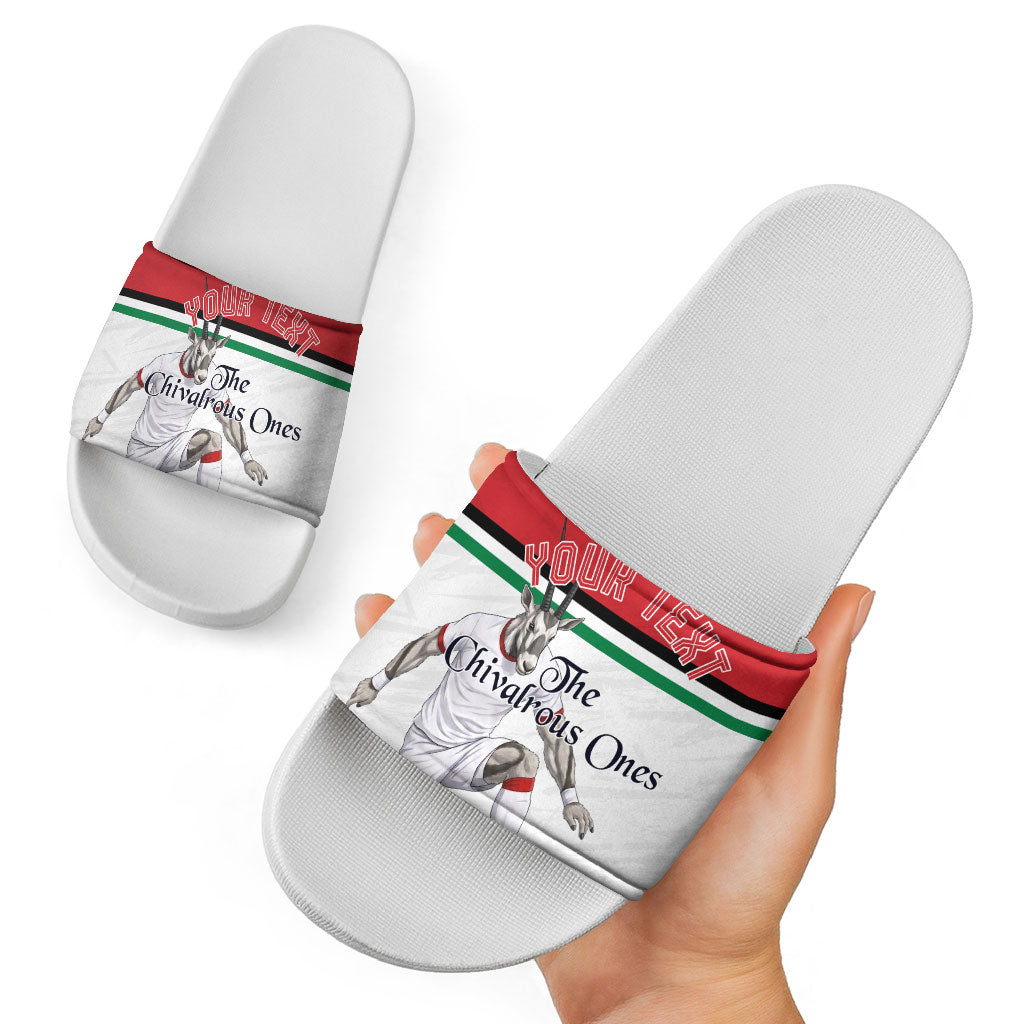 Personalized Jordan Football Slide Sandals The Chivalrous Ones Soccer Player - Jordanian Flag Heritage
