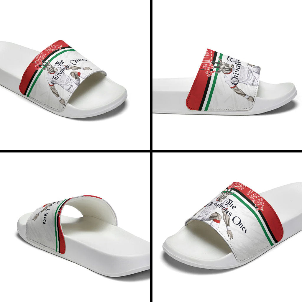 Personalized Jordan Football Slide Sandals The Chivalrous Ones Soccer Player - Jordanian Flag Heritage