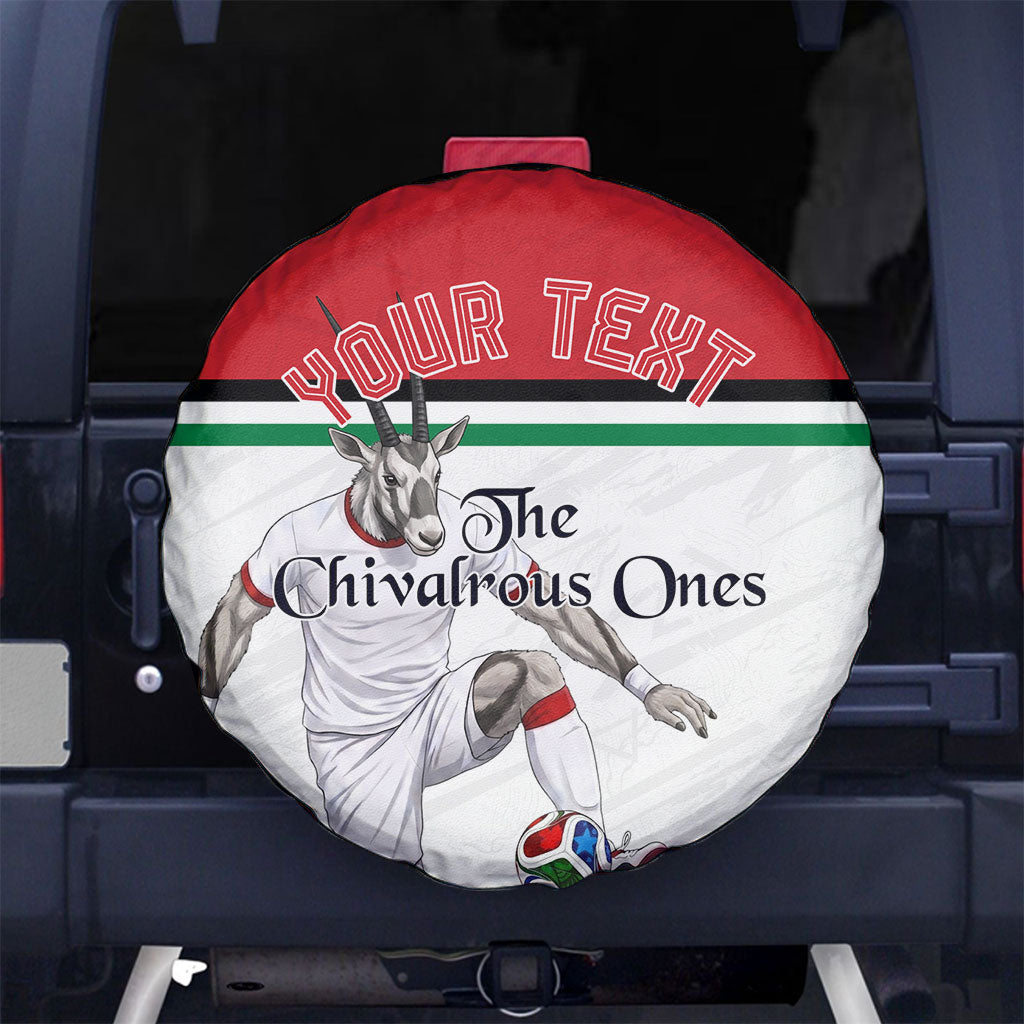 Personalized Jordan Football Spare Tire Cover The Chivalrous Ones Soccer Player - Jordanian Flag Heritage
