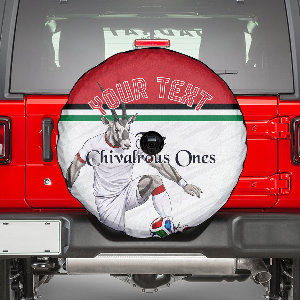 Personalized Jordan Football Spare Tire Cover The Chivalrous Ones Soccer Player - Jordanian Flag Heritage