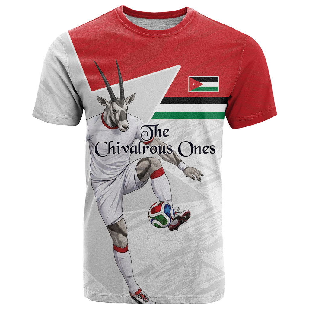 Personalized Jordan Football T Shirt The Chivalrous Ones Soccer Player - Jordanian Flag Heritage