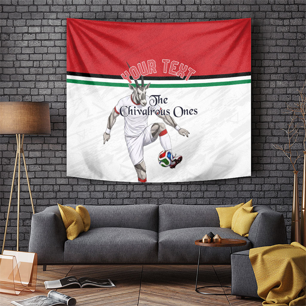 Personalized Jordan Football Tapestry The Chivalrous Ones Soccer Player - Jordanian Flag Heritage