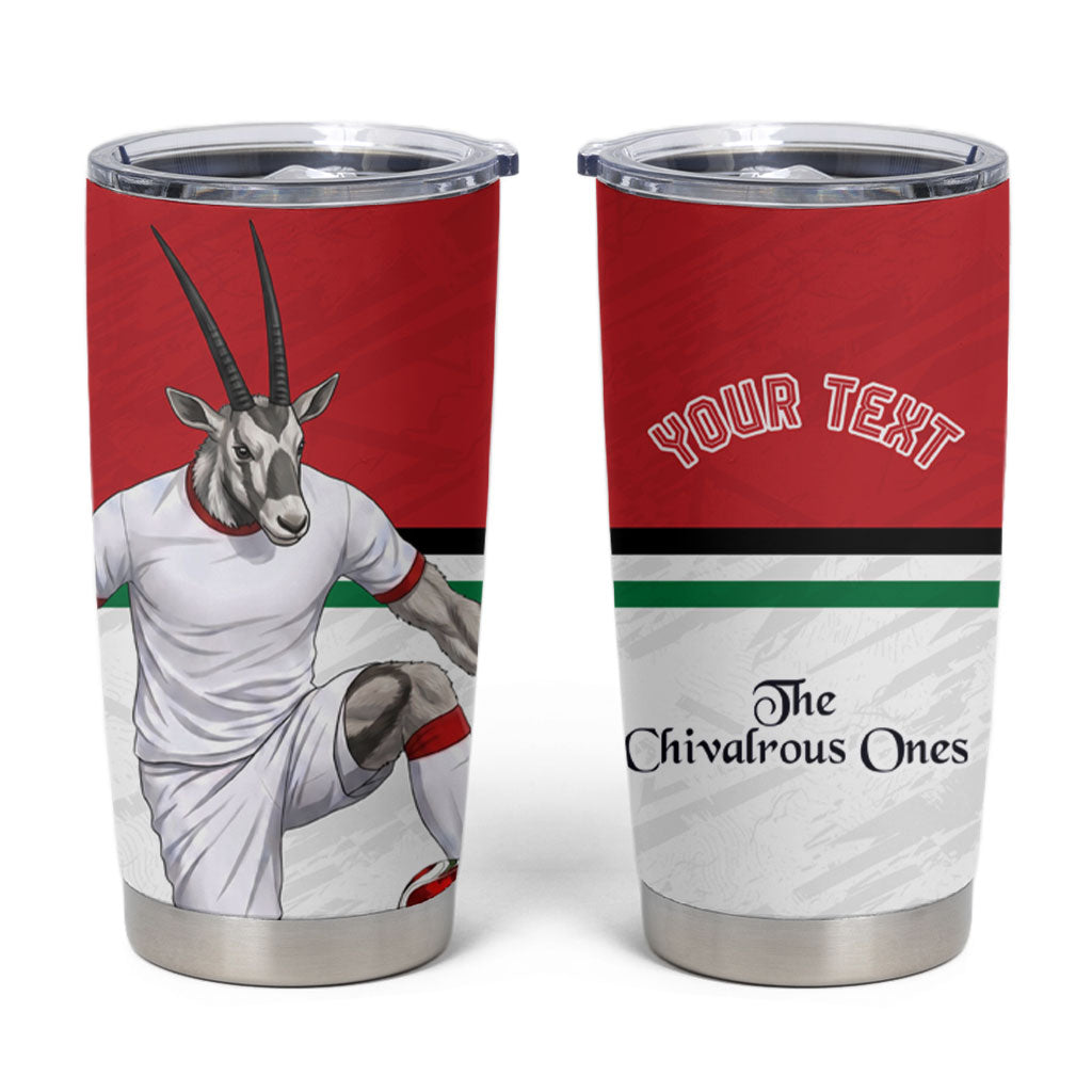 Personalized Jordan Football Tumbler Cup The Chivalrous Ones Soccer Player - Jordanian Flag Heritage