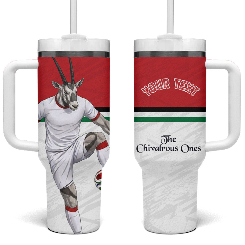 Personalized Jordan Football Tumbler With Handle The Chivalrous Ones Soccer Player - Jordanian Flag Heritage