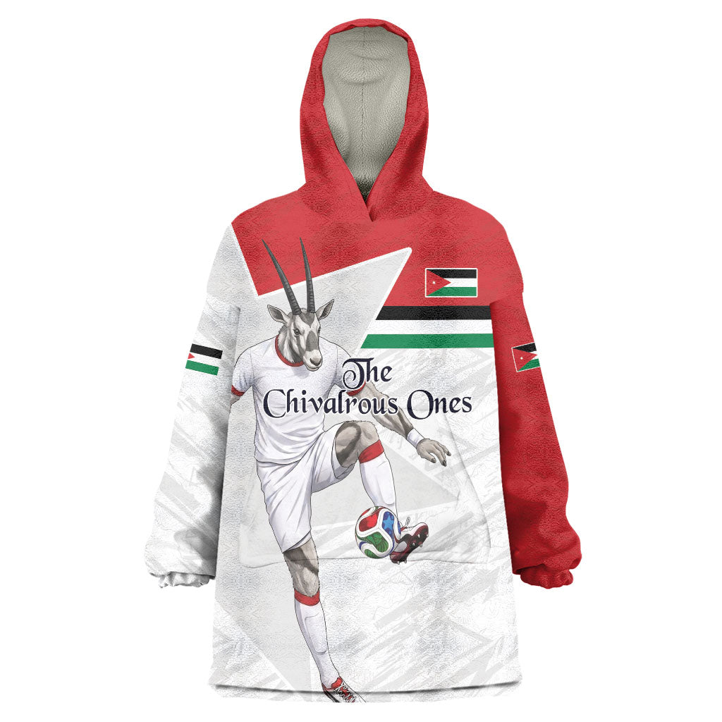 Personalized Jordan Football Wearable Blanket Hoodie The Chivalrous Ones Soccer Player - Jordanian Flag Heritage