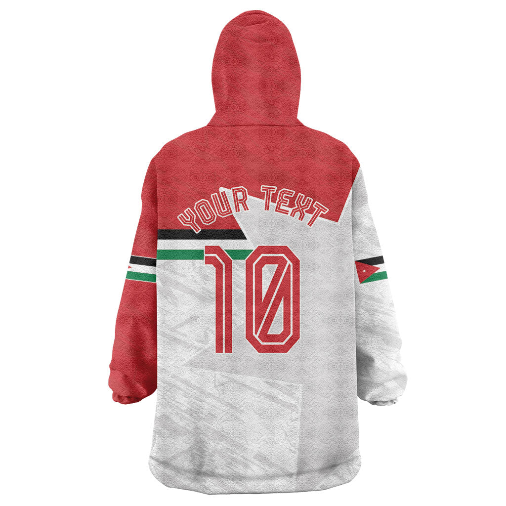 Personalized Jordan Football Wearable Blanket Hoodie The Chivalrous Ones Soccer Player - Jordanian Flag Heritage