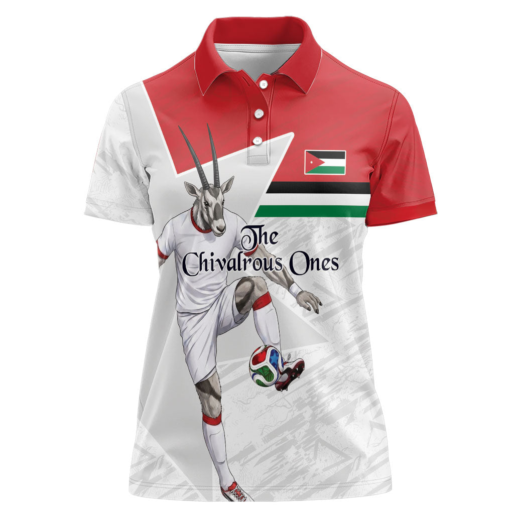 Personalized Jordan Football Women Polo Shirt The Chivalrous Ones Soccer Player - Jordanian Flag Heritage