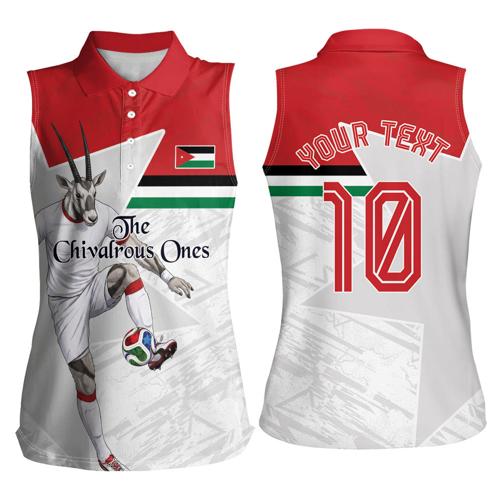 Personalized Jordan Football Women Sleeveless Polo Shirt The Chivalrous Ones Soccer Player - Jordanian Flag Heritage