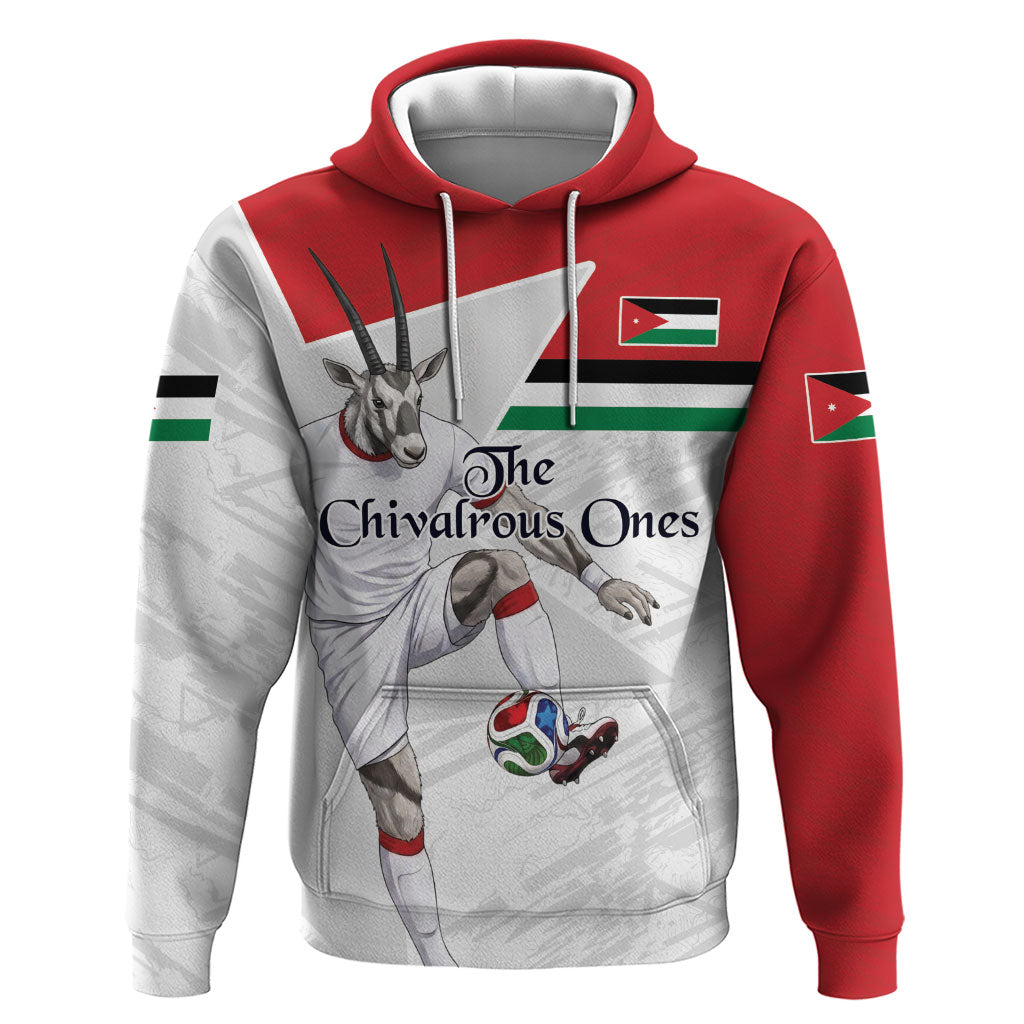 Personalized Jordan Football Zip Hoodie The Chivalrous Ones Soccer Player - Jordanian Flag Heritage