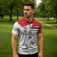 Personalized Jordan Football Zipper Polo Shirt The Chivalrous Ones Soccer Player - Jordanian Flag Heritage