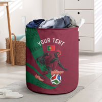 Personalized Portugal Football Selecao Das Quinas Laundry Basket Iconic Soccer Player Illustration With Portugal Flag