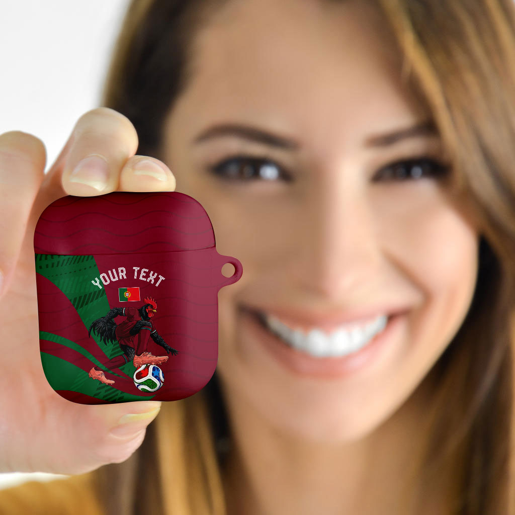 Personalized Portugal Football Selecao Das Quinas AirPods Case Iconic Soccer Player Illustration With Portugal Flag