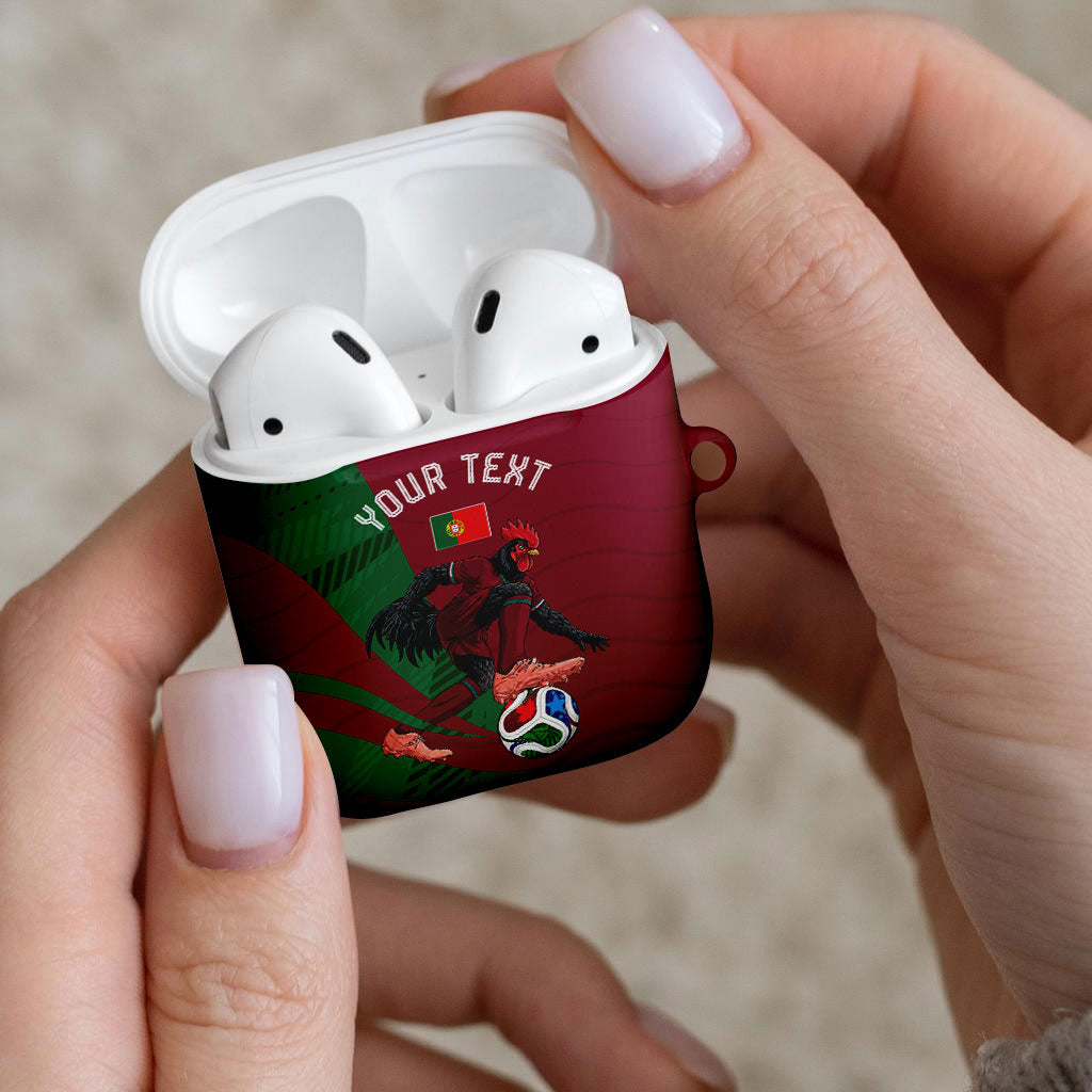 Personalized Portugal Football Selecao Das Quinas AirPods Case Iconic Soccer Player Illustration With Portugal Flag