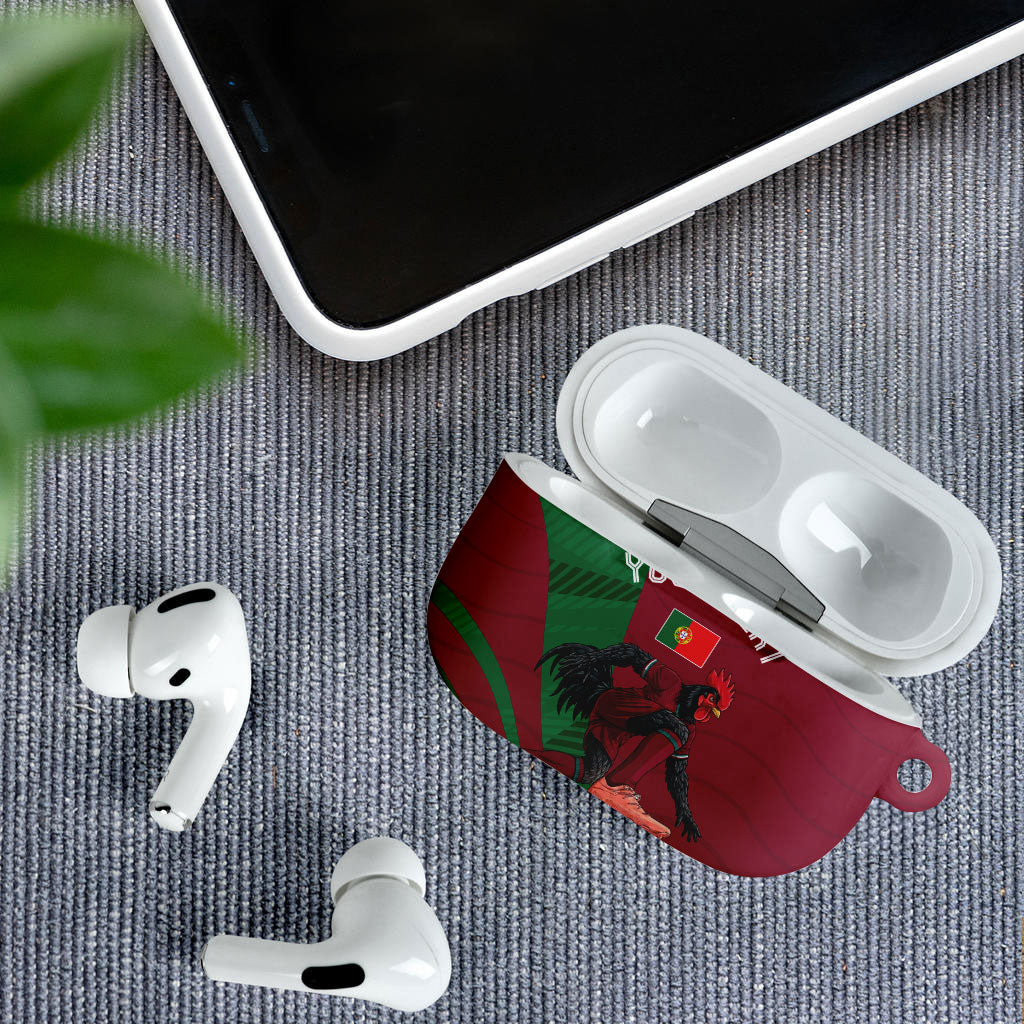 Personalized Portugal Football Selecao Das Quinas AirPods Case Iconic Soccer Player Illustration With Portugal Flag