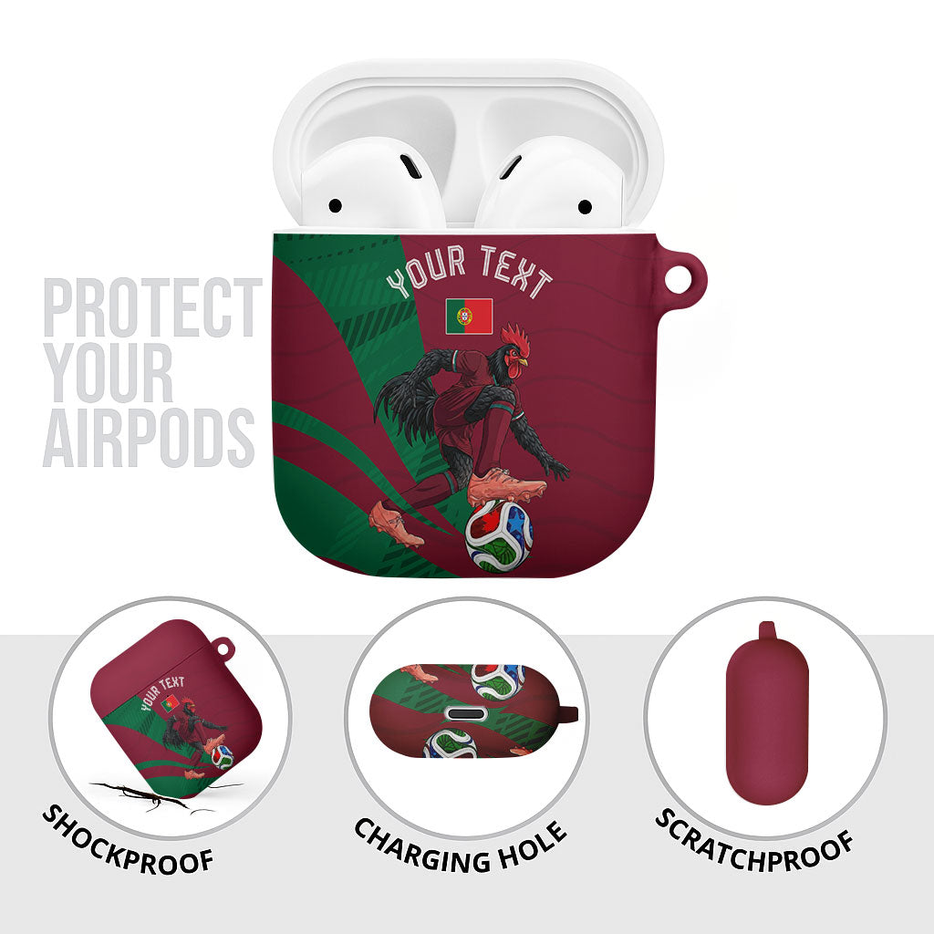 Personalized Portugal Football Selecao Das Quinas AirPods Case Iconic Soccer Player Illustration With Portugal Flag