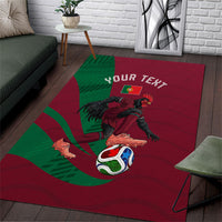 Personalized Portugal Football Selecao Das Quinas Area Rug Iconic Soccer Player Illustration With Portugal Flag