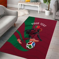 Personalized Portugal Football Selecao Das Quinas Area Rug Iconic Soccer Player Illustration With Portugal Flag