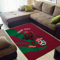 Personalized Portugal Football Selecao Das Quinas Area Rug Iconic Soccer Player Illustration With Portugal Flag