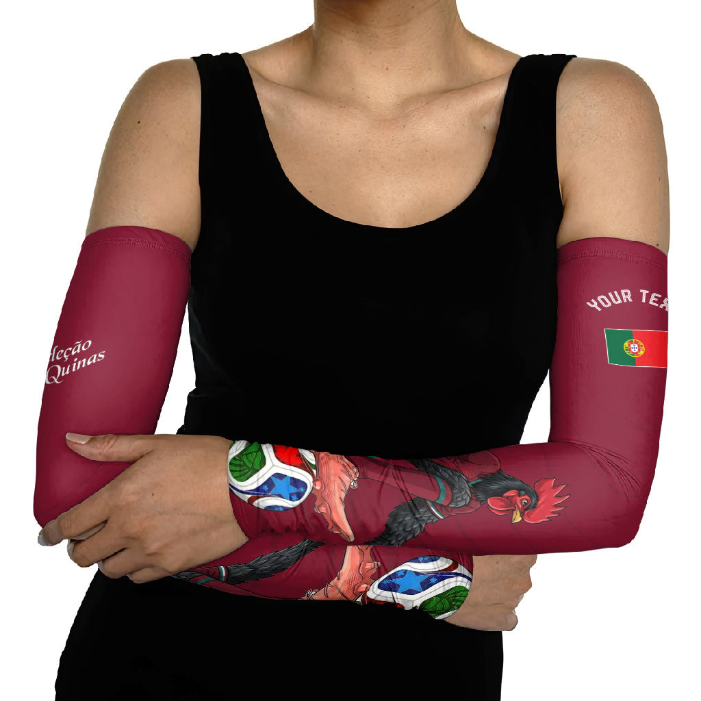 Personalized Portugal Football Selecao Das Quinas Arm Sleeves Iconic Soccer Player Illustration With Portugal Flag