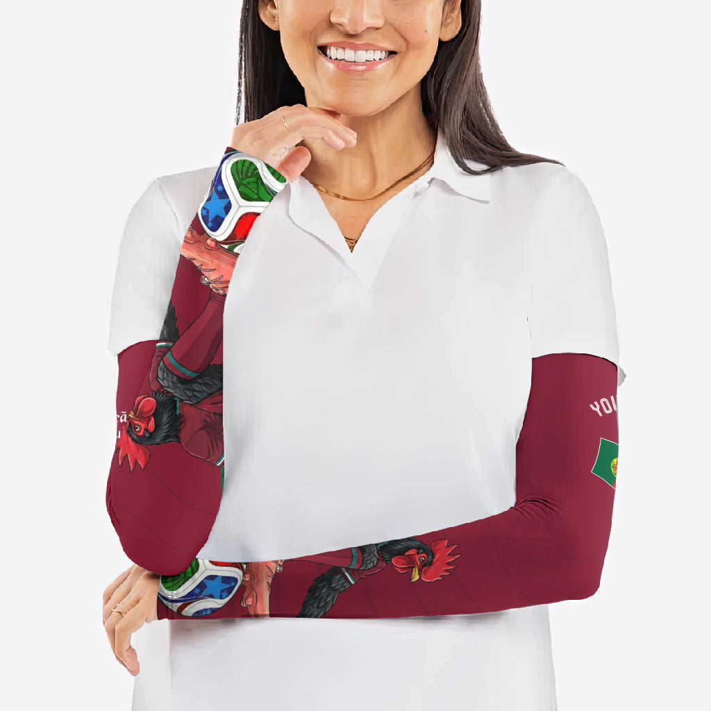 Personalized Portugal Football Selecao Das Quinas Arm Sleeves Iconic Soccer Player Illustration With Portugal Flag