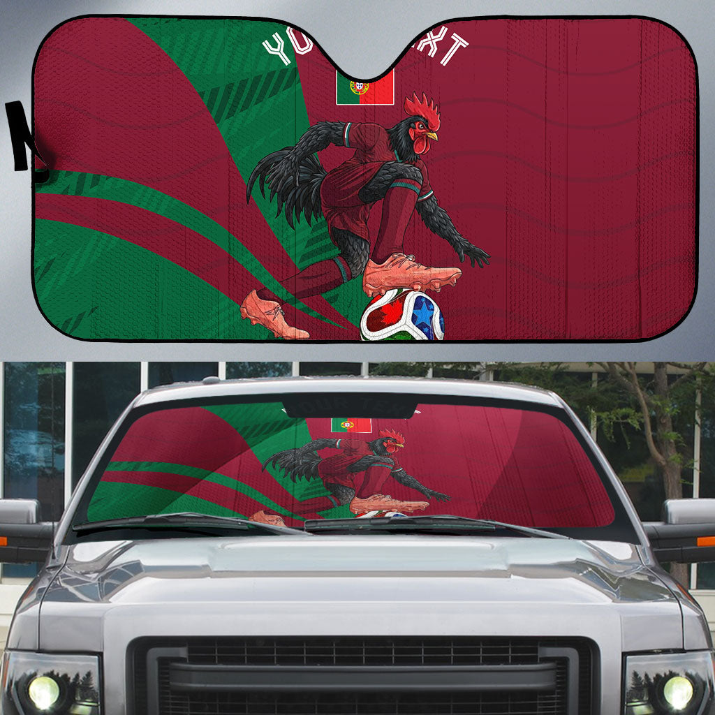 Personalized Portugal Football Selecao Das Quinas Auto Sun Shade Iconic Soccer Player Illustration With Portugal Flag