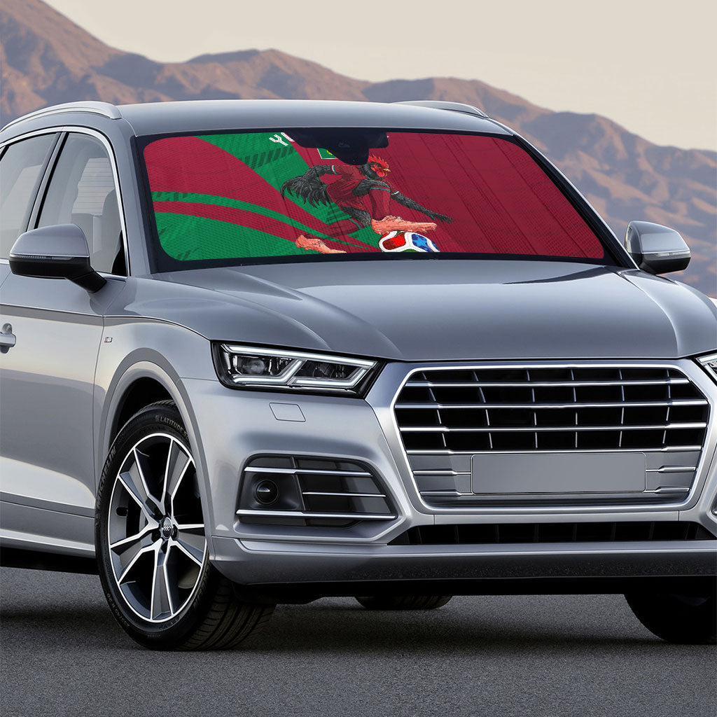 Personalized Portugal Football Selecao Das Quinas Auto Sun Shade Iconic Soccer Player Illustration With Portugal Flag