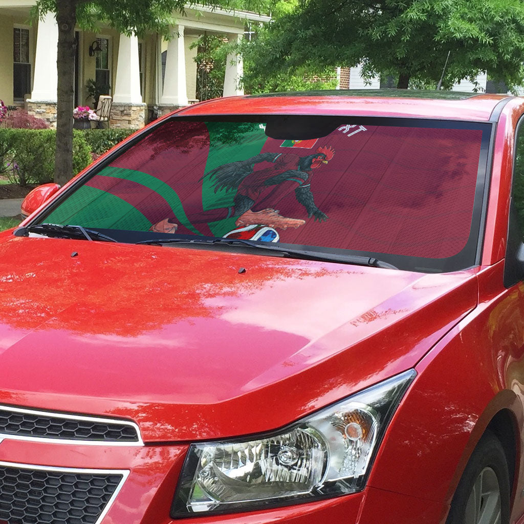 Personalized Portugal Football Selecao Das Quinas Auto Sun Shade Iconic Soccer Player Illustration With Portugal Flag