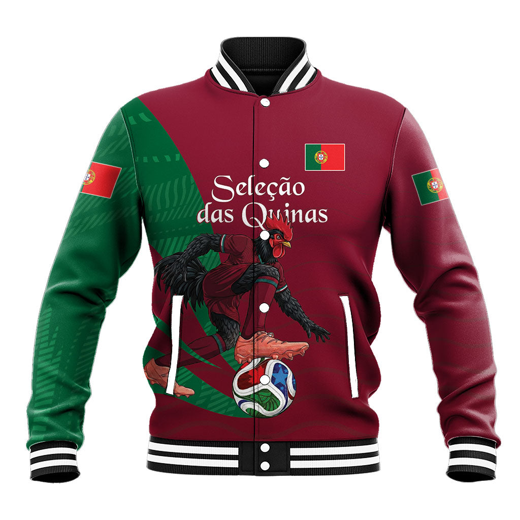 Personalized Portugal Football Selecao Das Quinas Baseball Jacket Iconic Soccer Player Illustration With Portugal Flag