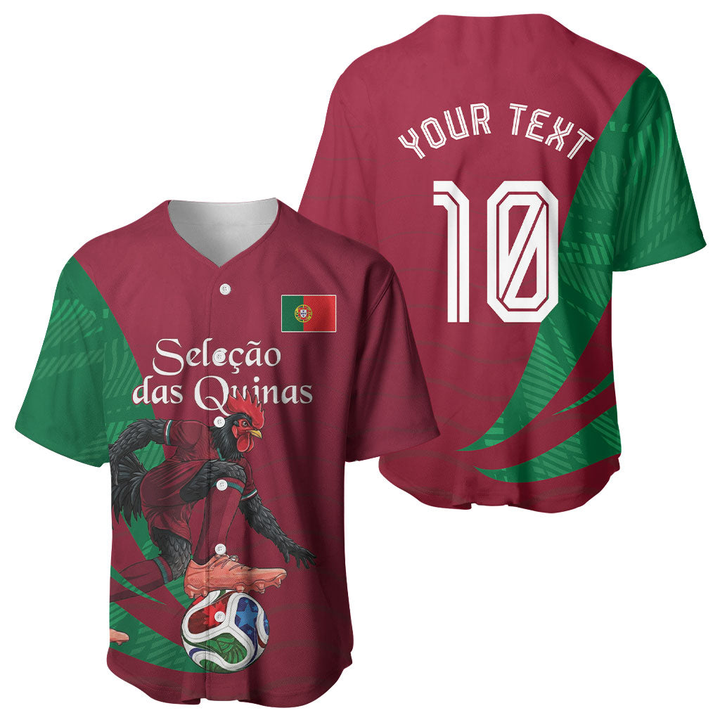 Personalized Portugal Football Selecao Das Quinas Baseball Jersey Iconic Soccer Player Illustration With Portugal Flag