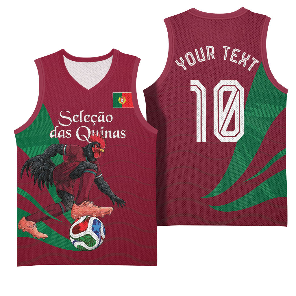 Personalized Portugal Football Selecao Das Quinas Basketball Jersey Iconic Soccer Player Illustration With Portugal Flag